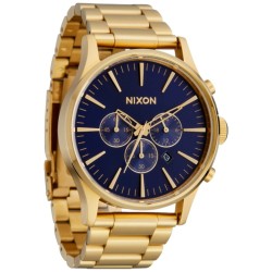 A386192200 Nixon Sentry Chrono – Gold Case with Blue Dial