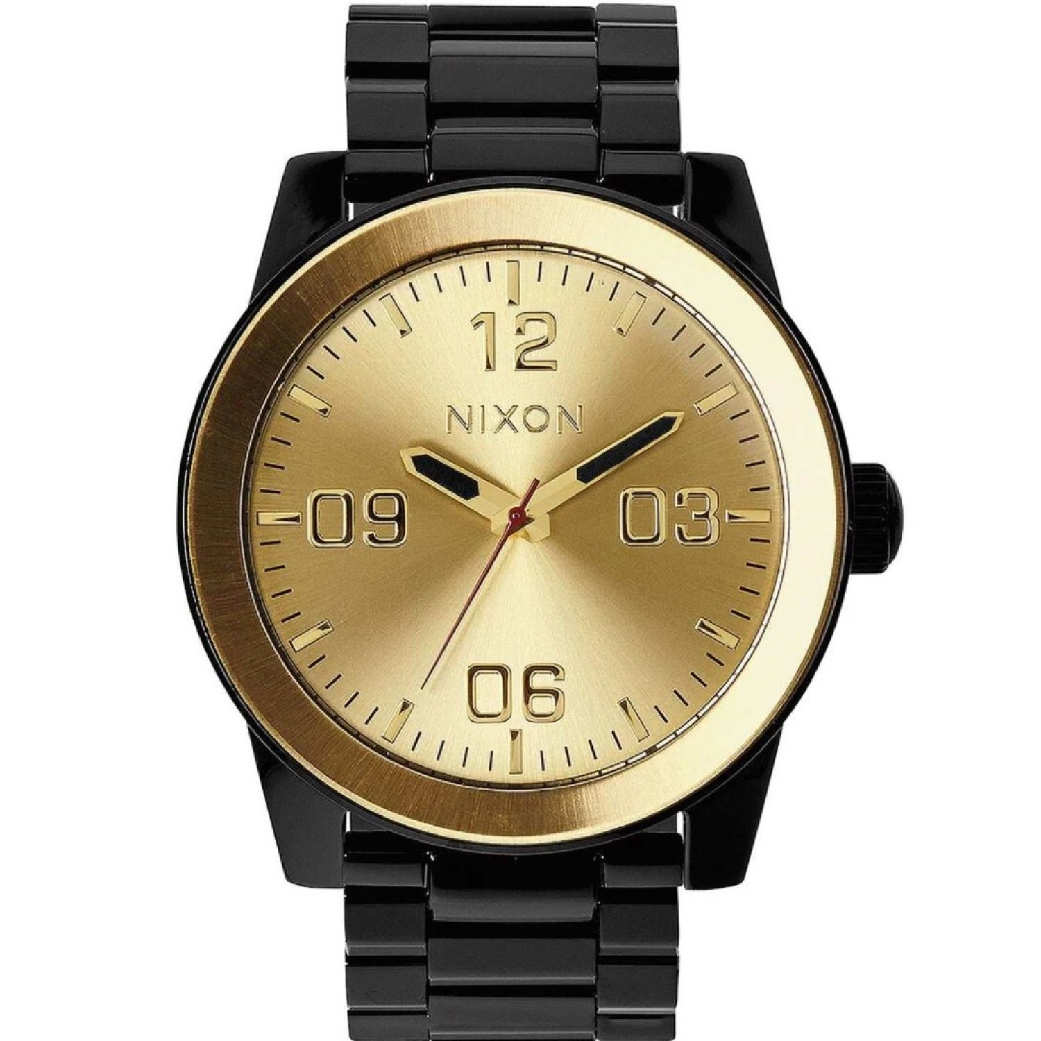 Christies Jewellery - NIXON Corporal Watch A34601000 Auckland NZ NIXON Corporal Watch A34601000 A346-010-00 NIXON Watches Auckland |Black casing and gold colour Dial