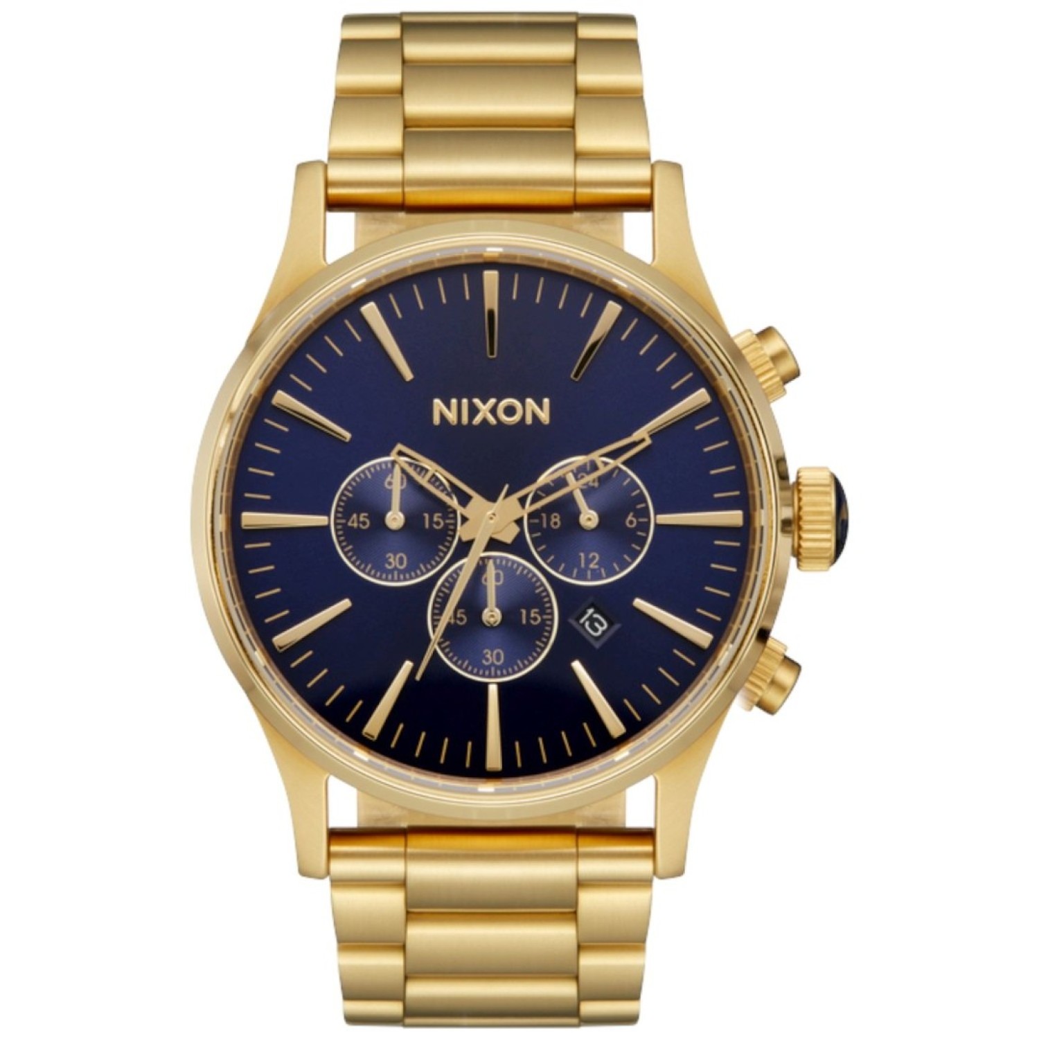 A386192200 Nixon Sentry Chrono – Gold Case with Blue Dial by NIXON Watches Auckland |Nixon watches are often chosen as gifts due to their stylish designs and functionality.