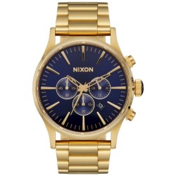 A386192200 Nixon Sentry Chrono – Gold Case with Blue Dial