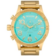 NIXON 51-30 Oversized Chrono Watch – Gold Case, Teal Dial A1389534500