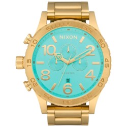 NIXON 51-30 Oversized Chrono Watch – Gold Case, Teal Dial A1389534500