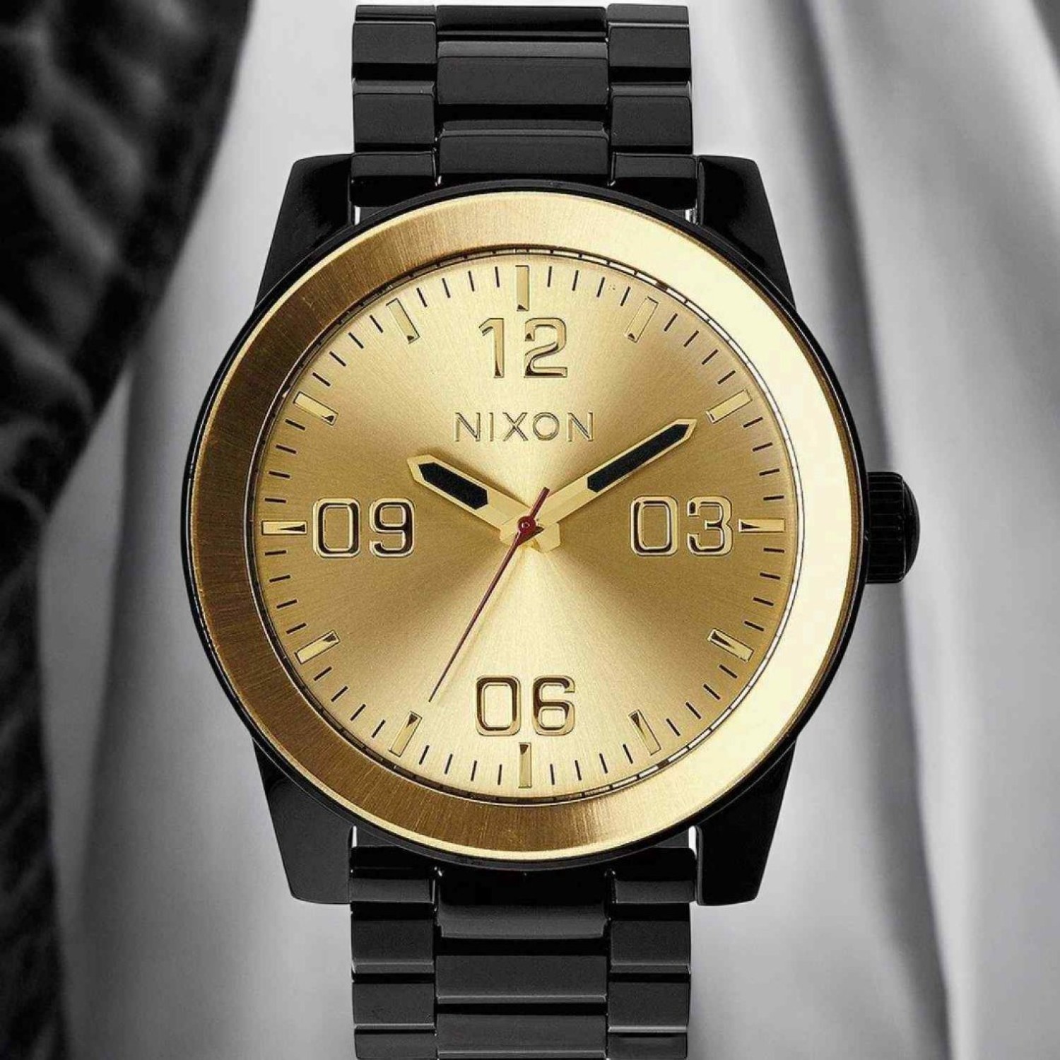 Christies Jewellery - NIXON Corporal Watch A34601000 Auckland NZ NIXON Corporal Watch A34601000 A346-010-00 NIXON Watches Auckland |Black casing and gold colour Dial