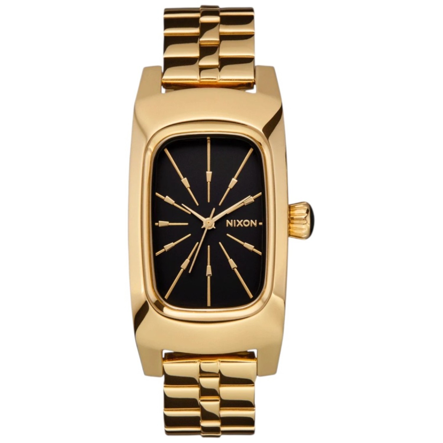 NIXON A1441532300 Gold Frankie Mid Century Watch – Rectangular Black Dial | Shop Nixon Watches NZ NIXON Frankie Mid Century Gold Watch A1441532300 – Black Dial | Christies NZ