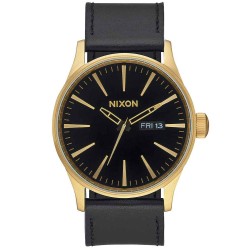 A105513 NIXON Mens SENTRY Black Leather Watch