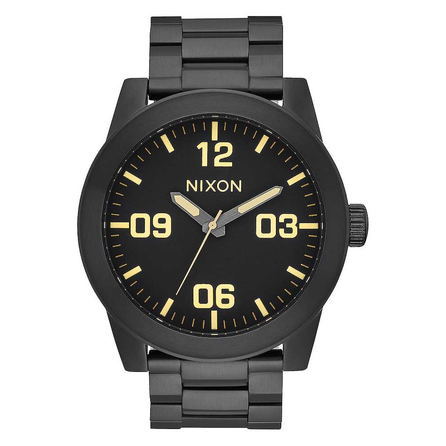 A3461256 NIXON Mens CORPORAL Black Watch. Rugged and functional, with a 48 mm case crafted with unique angles and lines2 Year  Guarantee 3 Months No Payments and Interest for Q Card holders This watch is pressure rated at 100 metres or 10bar. This makes i