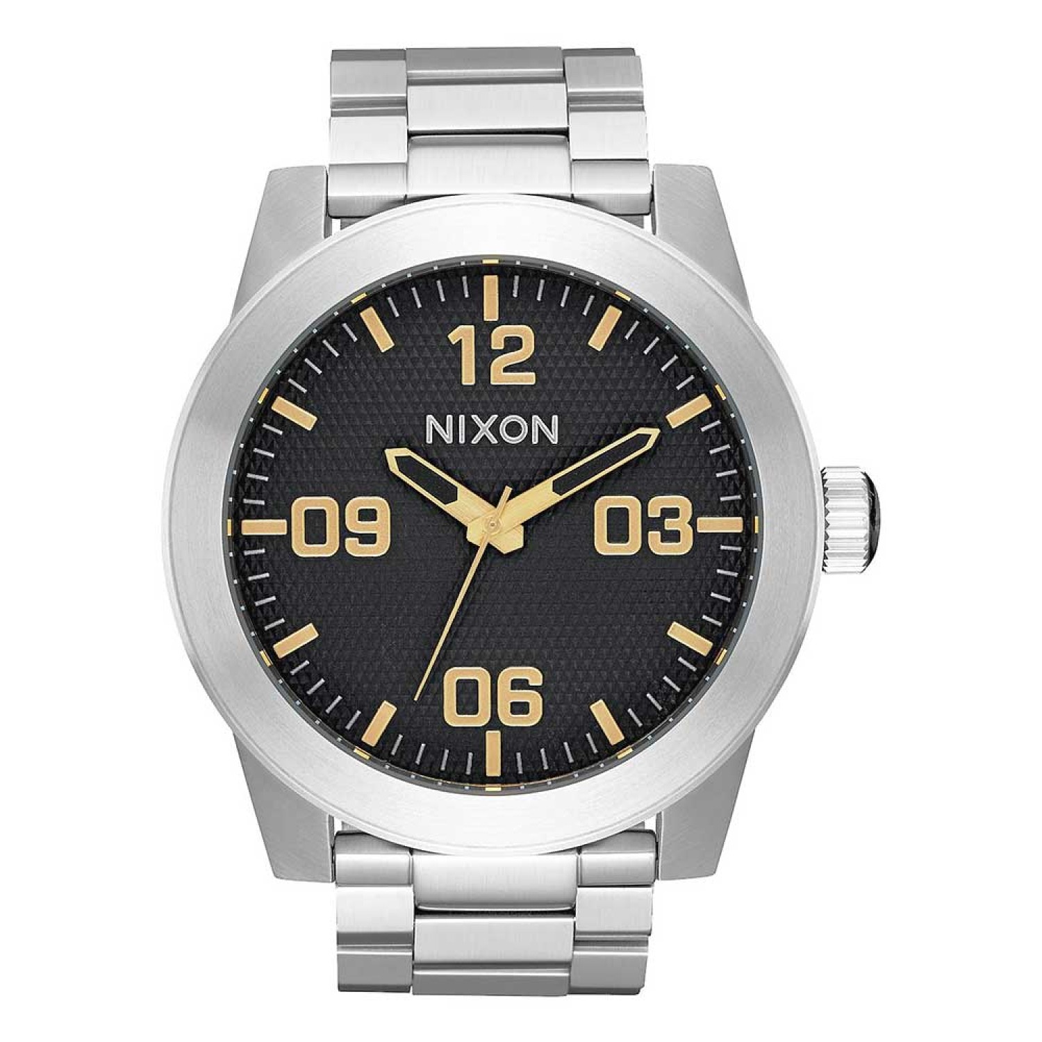 A3462730 NIXON Mens CORPORAL Silver Watch. Rugged and functional, with a 48 mm case crafted with unique angles and lines2 Year  Guarantee 3 Months No Payments and Interest for Q Card holders This watch is pressure rated at 100 metres or 10bar. This makes 