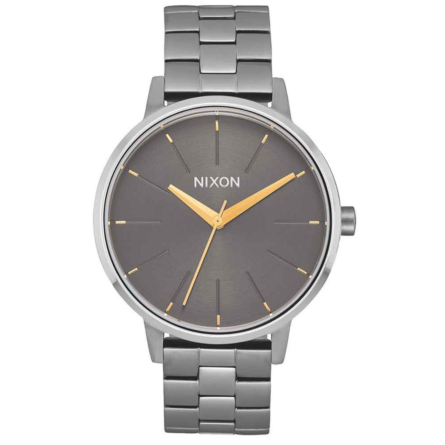 A099100 NIXON Ladies The Kensington Grey Watch. This elegant  ladies A099100 Nixon The Kensington watch is made from stainless steel and is fitted with a quartz movement. It fastens a silver metal bracelet and has a grey Mother of pearl dial. 2 Ye @christ