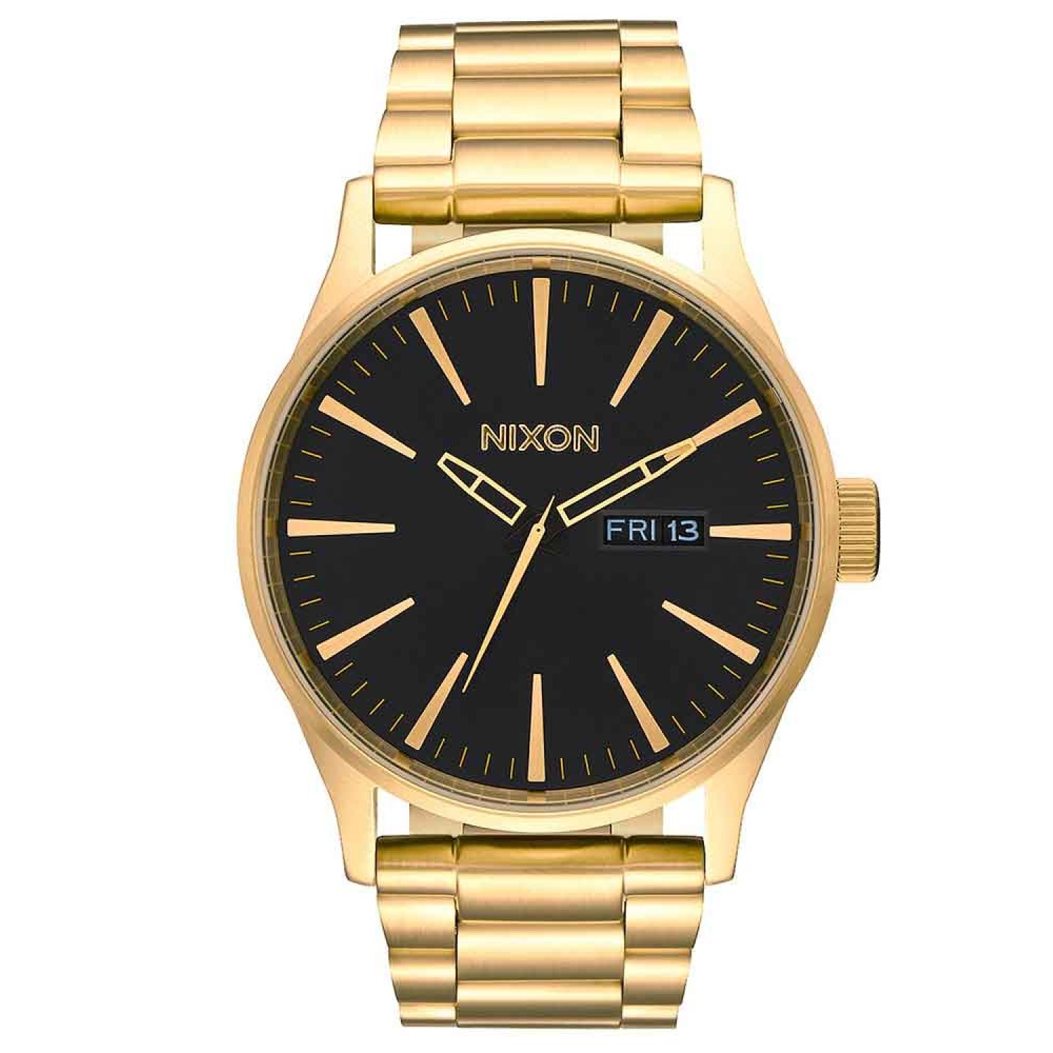 A356510 NIXON Mens SENTRY Gold Watch. Nixing the status quo of what you may expect when it comes to classically good-looking timepieces, the Sentry SS has entered the room and raised the bar.2 Year  Guarantee 3 Months No Payments and Interest for Q Card @