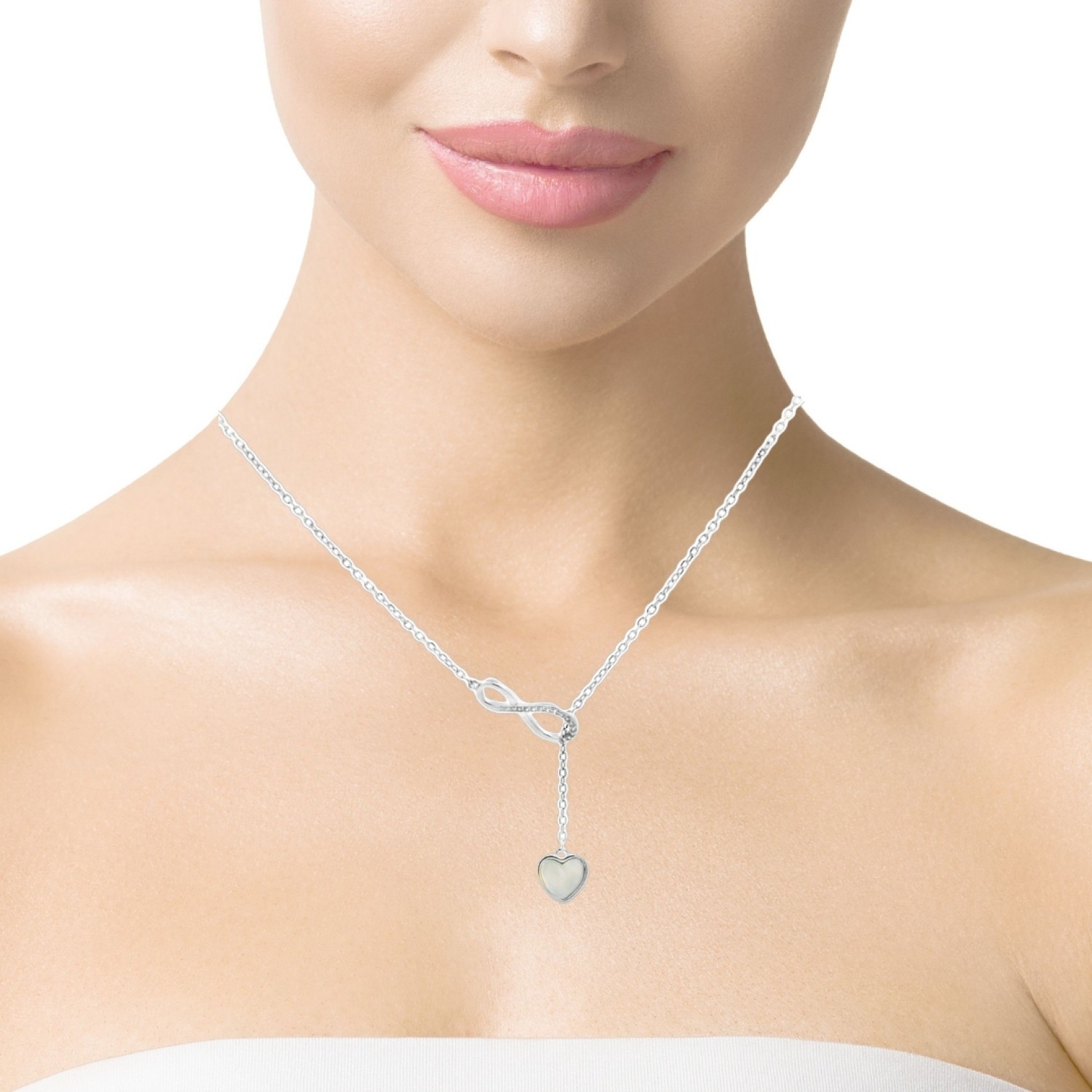 Christies Jewellery - Sterling Silver Infinity Heart Necklace | QNACK04972 Auckland NZ Sterling Silver Infinity Heart Necklace | QNACK04972