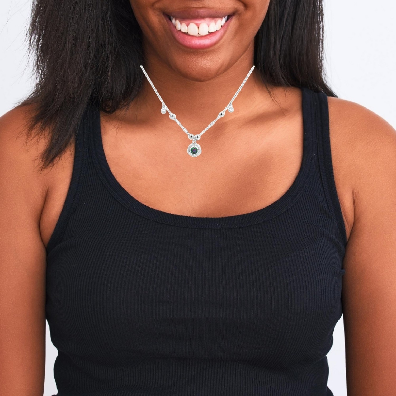 Sterling Silver Mystic Topaz Necklace | QNACK04973 Auckland NZ Sterling Silver Mystic Topaz Necklace | QNACK04973