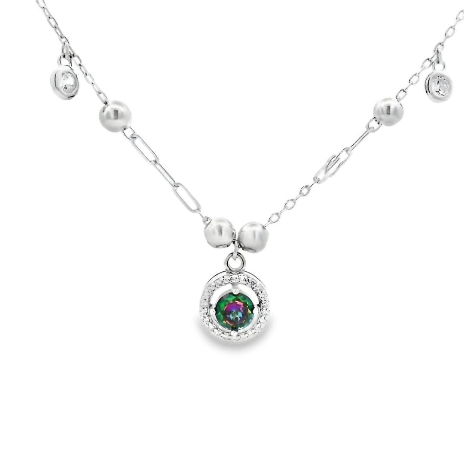 Sterling Silver Mystic Topaz Necklace | QNACK04973 Auckland NZ Sterling Silver Mystic Topaz Necklace | QNACK04973