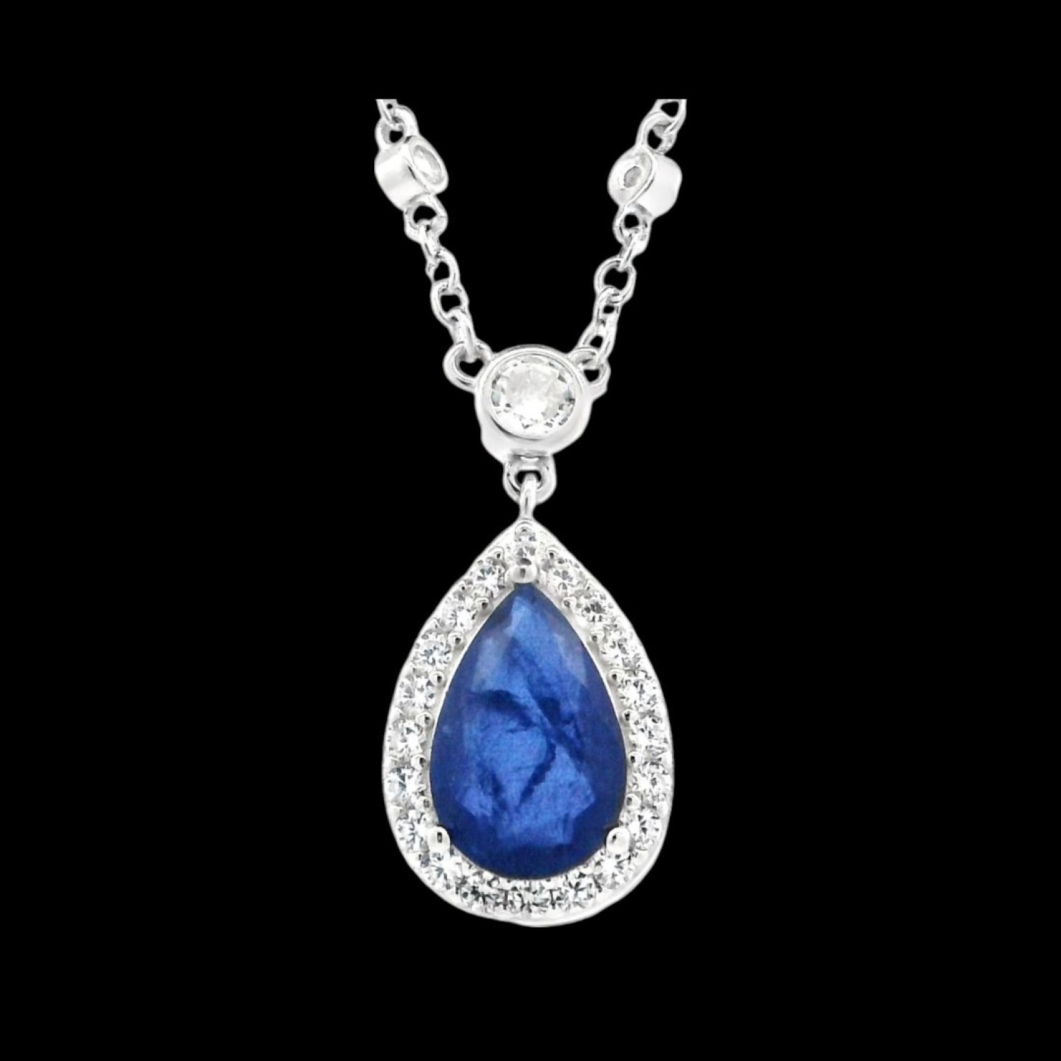 Christies Jewellery - Sterling Silver Blue CZ Pendant Auckland NZ Sterling Silver Blue CZ Pendant QNAND04221/B