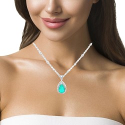 Sterling Silver Green CZ Pendant | QNAND04221/G