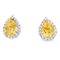 Sterling Silver Citrine Pendant - Earring Set | QSRYR01706