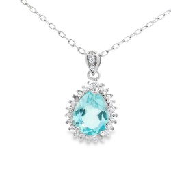 Sterling Silver Blue Topaz Pendant - Earring Set