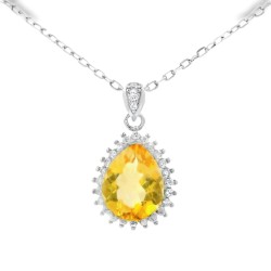 Sterling Silver Citrine Pendant - Earring Set | QSRYR01706