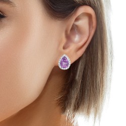 Sterling Silver Amethyst Pendant - Earring Set | QSRYR01707