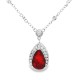 Sterling Silver Red CZ Pendant | QNAND04221/R