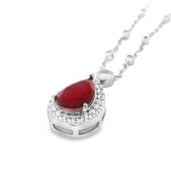 Sterling Silver Red CZ Pendant | QNAND04221/R Sterling Silver Red CZ Pendant | QNAND04221/R