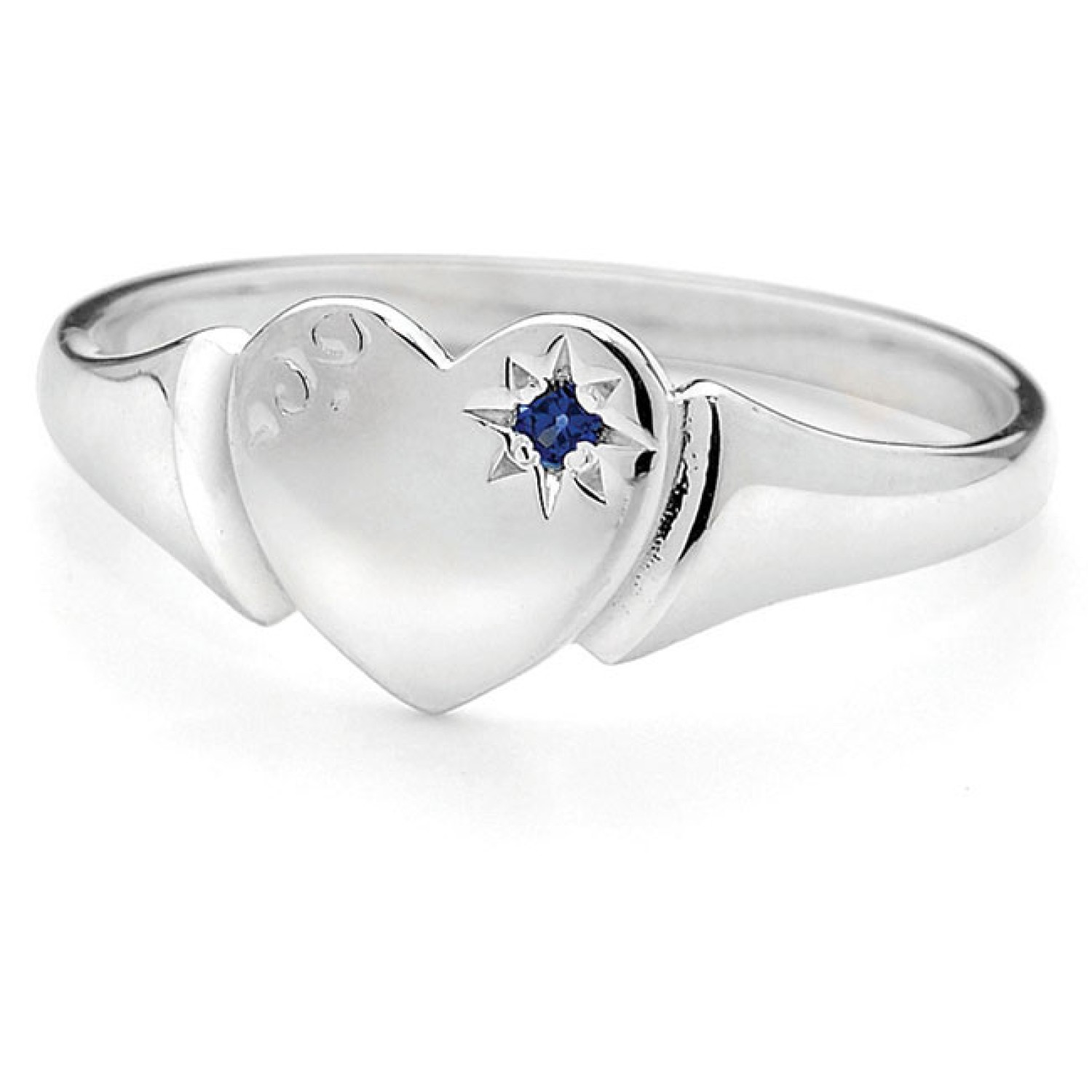 Sterling Silver Signet Heart Ring afterpay Sterling Silver Signet Heart Ring. A traditional silver heart Signet ring set with a blue cubic zirconia. Solid 925 Sterling Silver Christies exclusive 5 year guarantee 3 Months No Payments and Interest for Q Card holders Gift wrapped on request Set @chri