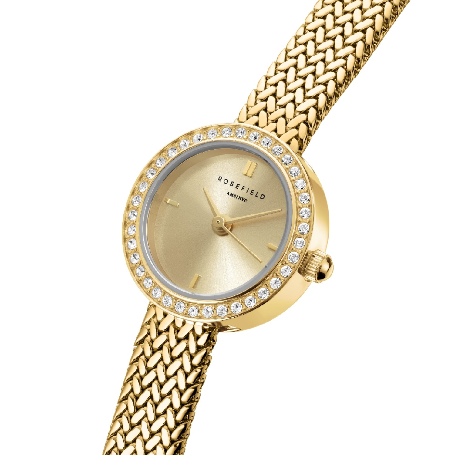 MCGMG-M03 Mini Small Edit Champagne Dial Crystal Gold-Tone Woven Mesh Watch – Rosefield Watches Auckland | With their stylish designs and packaging, Rosefield watches make excellent gifts for special occasions. MCGMG-M03 Mini Small Edit Champagne Dial Crystal Gold-Tone Woven Mesh Watch by Rosefield Watches
