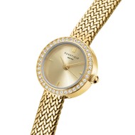 MCGMG-M03 Mini Small Edit Champagne Dial Crystal Gold-Tone Woven Mesh Watch