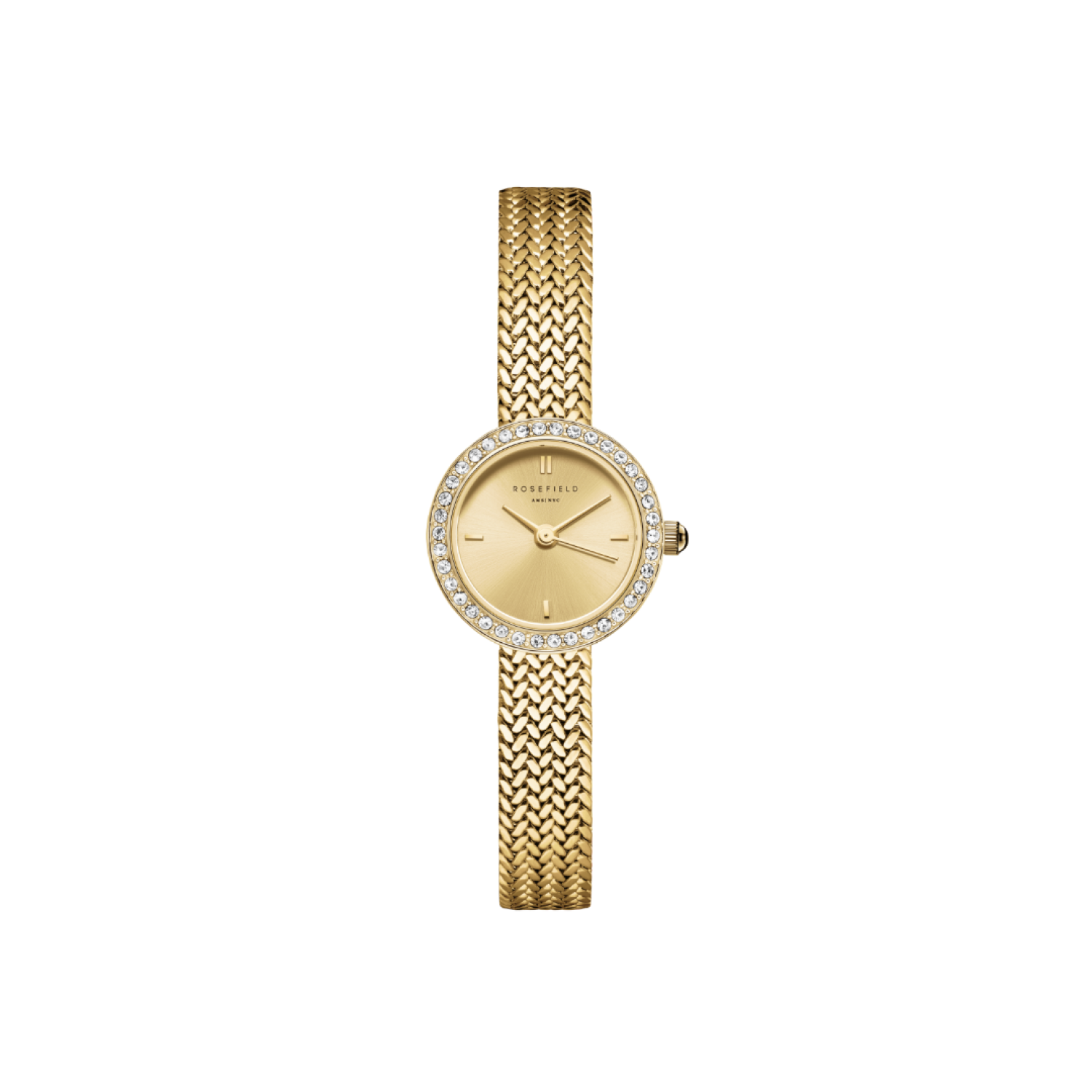 MCGMG-M03 Mini Small Edit Champagne Dial Crystal Gold-Tone Woven Mesh Watch – Rosefield Watches Auckland | With their stylish designs and packaging, Rosefield watches make excellent gifts for special occasions. MCGMG-M03 Mini Small Edit Champagne Dial Crystal Gold-Tone Woven Mesh Watch by Rosefield Watches