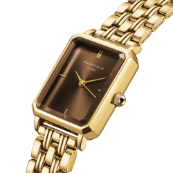 OBGSG-O89 Octagon XS Chocolate Brown Dial Gold-Tone Bracelet Watch