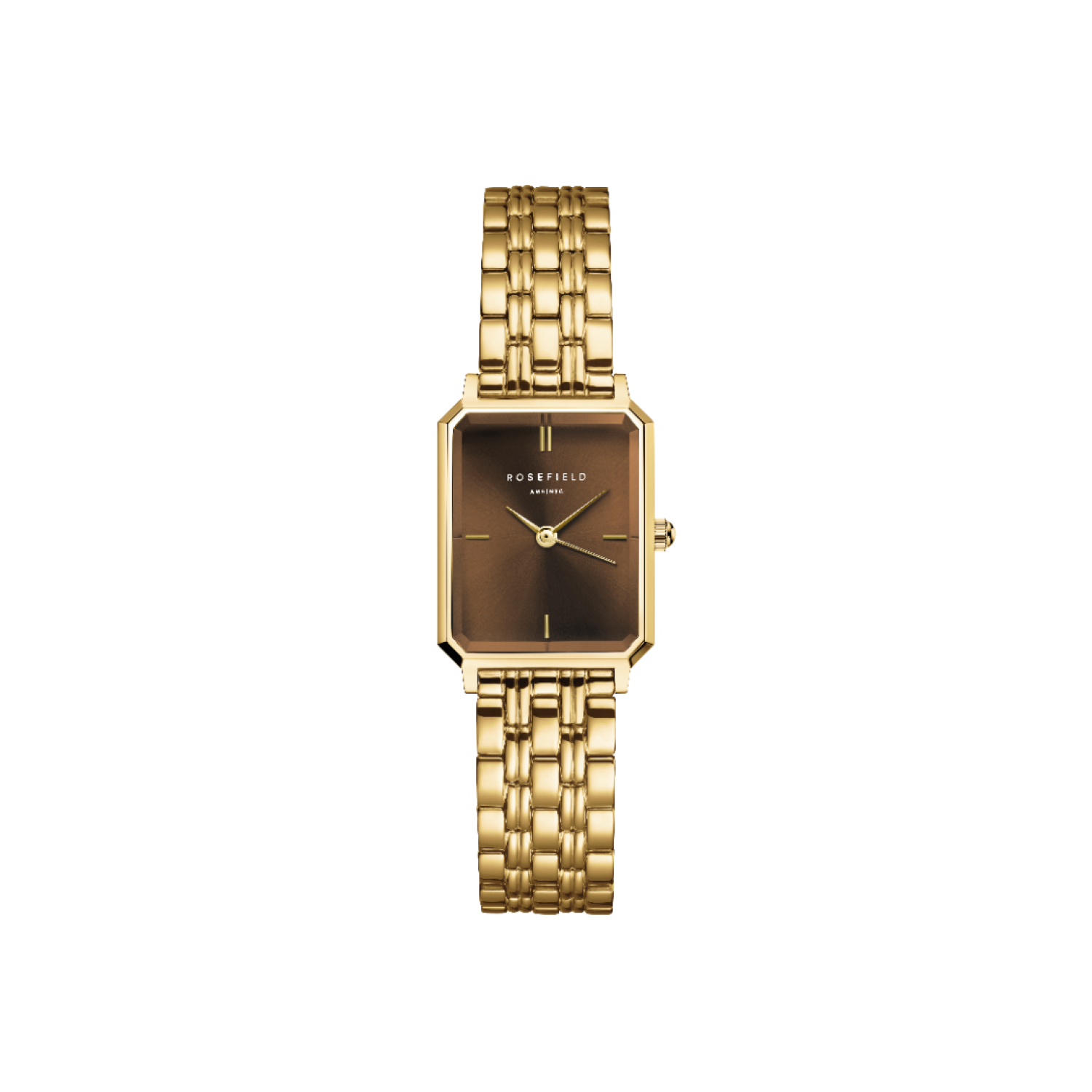 OBGSG-O89 Octagon XS Chocolate Brown Dial Gold-Tone Bracelet Watch by Rosefield Watches