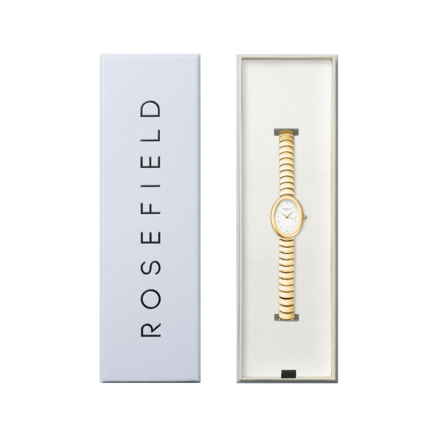OVWGSG-OV19 Ovale White Matte Gold-Tone Bracelet Watch by Rosefield Watches