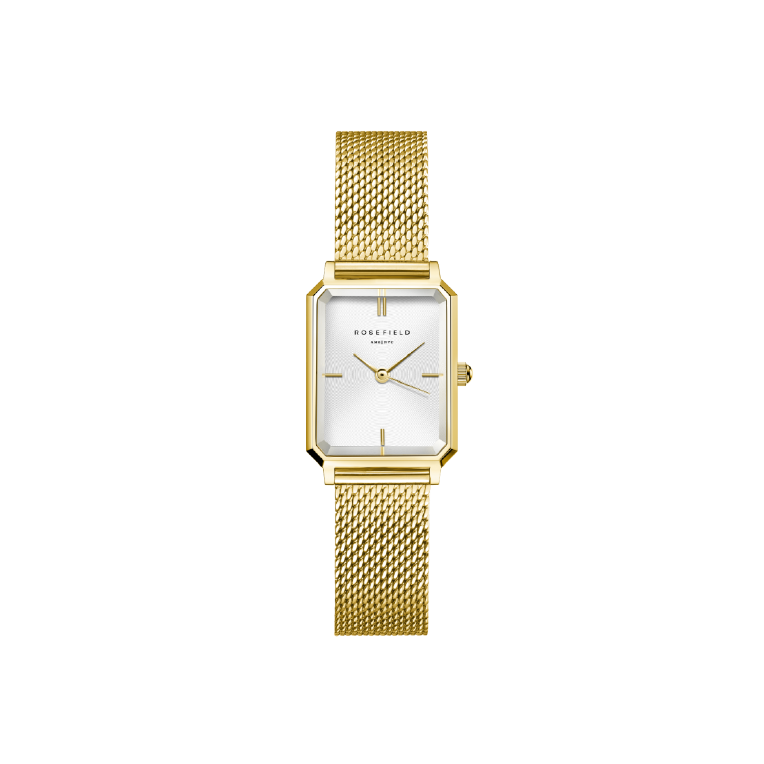 OWGMG-O73 Octagon XS White Dial Gold-Tone Mesh Watch by Rosefield Watches