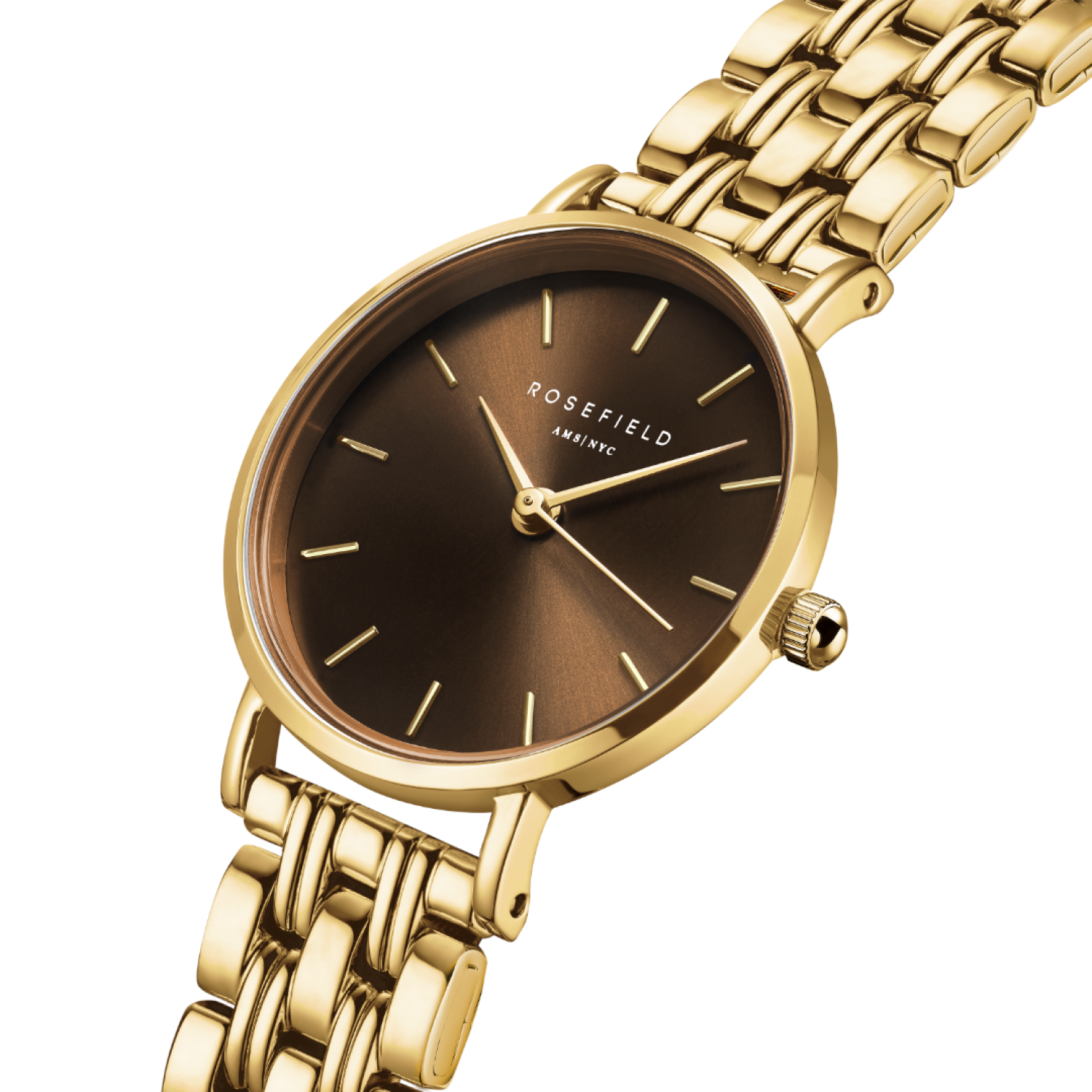 SEBGSG-SE05 Small Edit Chocolate Brown Dial Gold-Tone Bracelet Watch by Rosefield Watches