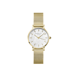 SMGMG-S06 Rosefield The Small Edit White MOP Dial Gold-Tone Mesh Bracelet