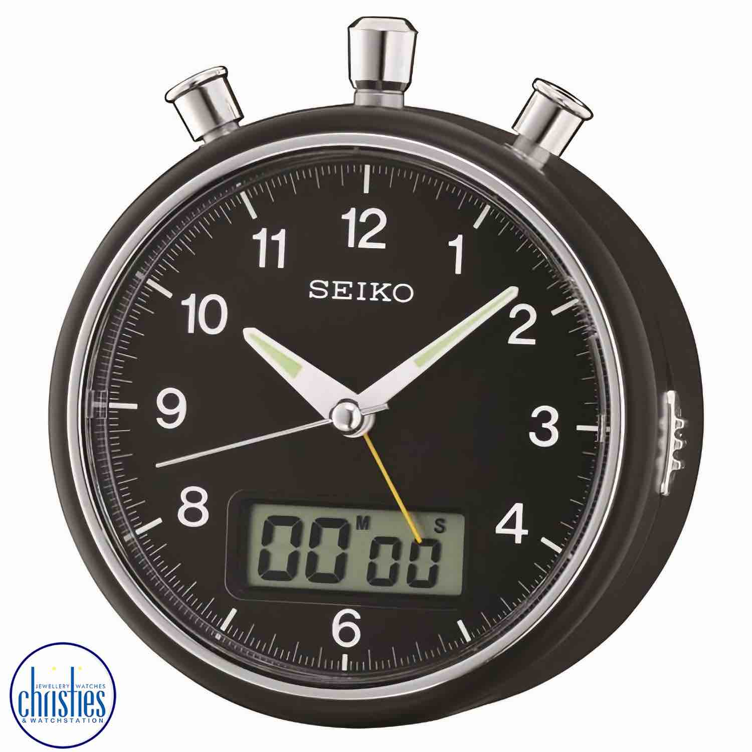QHE114-K Seiko Alarm Clock with Timer & Stopwatch. The QHE114-K Seiko Alarm Clock with Timer & Stopwatch is the perfect addition to any bedside table.