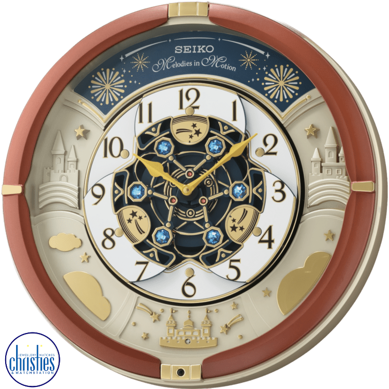 QXM378-B Seiko  Musical Motion Wall Clock. The Seiko QXM378-B Melodies In Motion clock is a stunning timepiece that combines functionality and style.