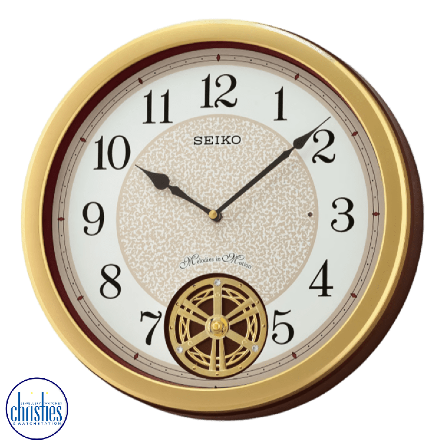 Christies Jewellery - QXM388G Seiko Musical Motion Wall Clock QXM388G Seiko Musical Motion Wall Clock. he Seiko QXM388G Musical Motion Wall Clock is a beautiful timepiece that combines melody and motion to add a touch of elegance to any room.