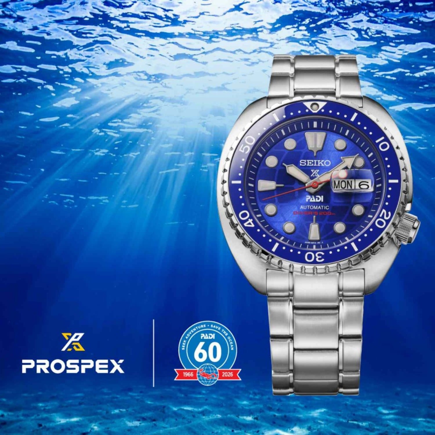 Seiko Prospex PADI HBB002K1 Automatic Watch Seiko Prospex PADI 60th Anniversary Diver Watch HBB002K1 front view