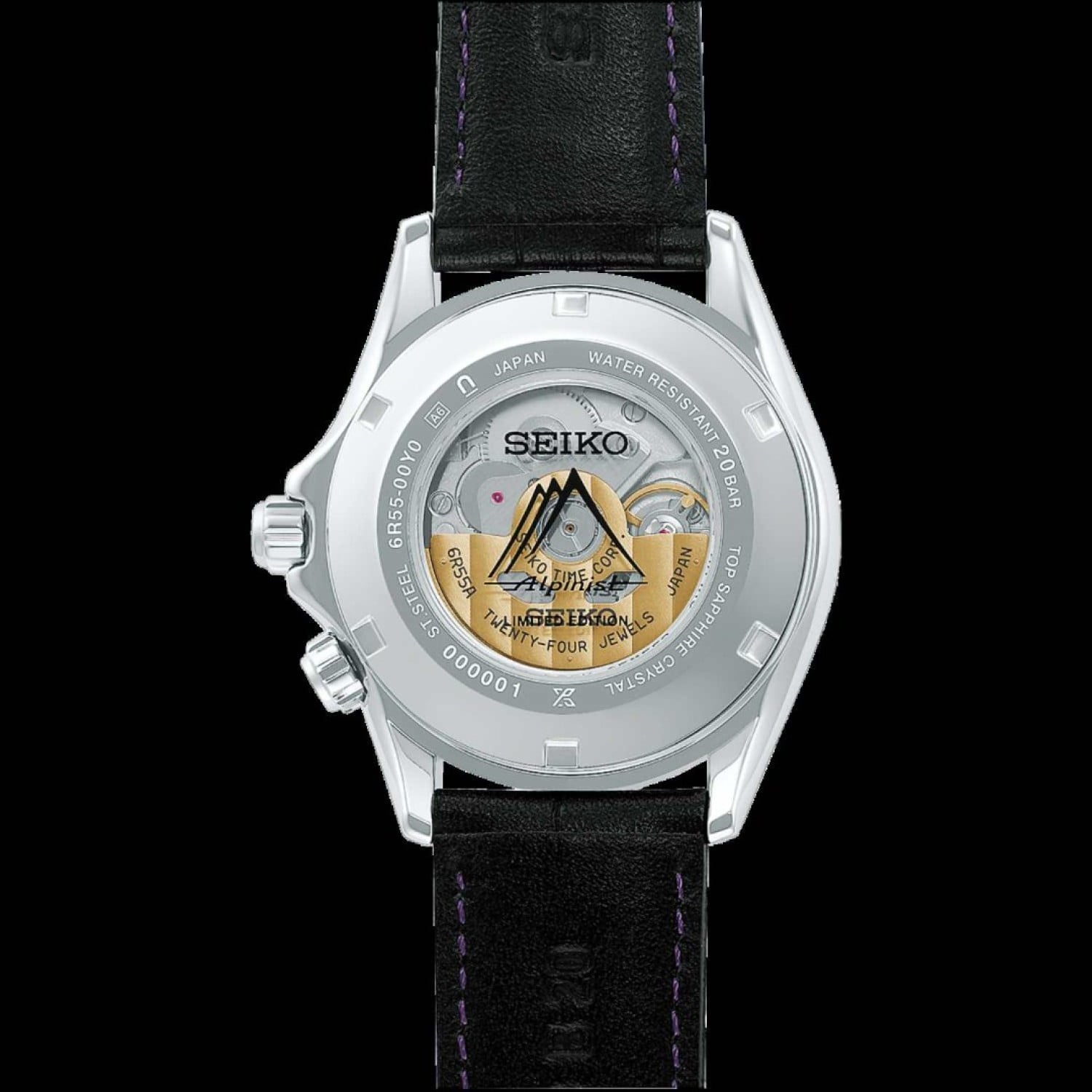 HBC006J / HBC006J1 Seiko Prospex Alpinist Limited Edition 145th Anniversary Watch HBC006J Seiko Prospex Alpinist Limited Edition 145th Anniversary Watch with purple dial and black leather strap
