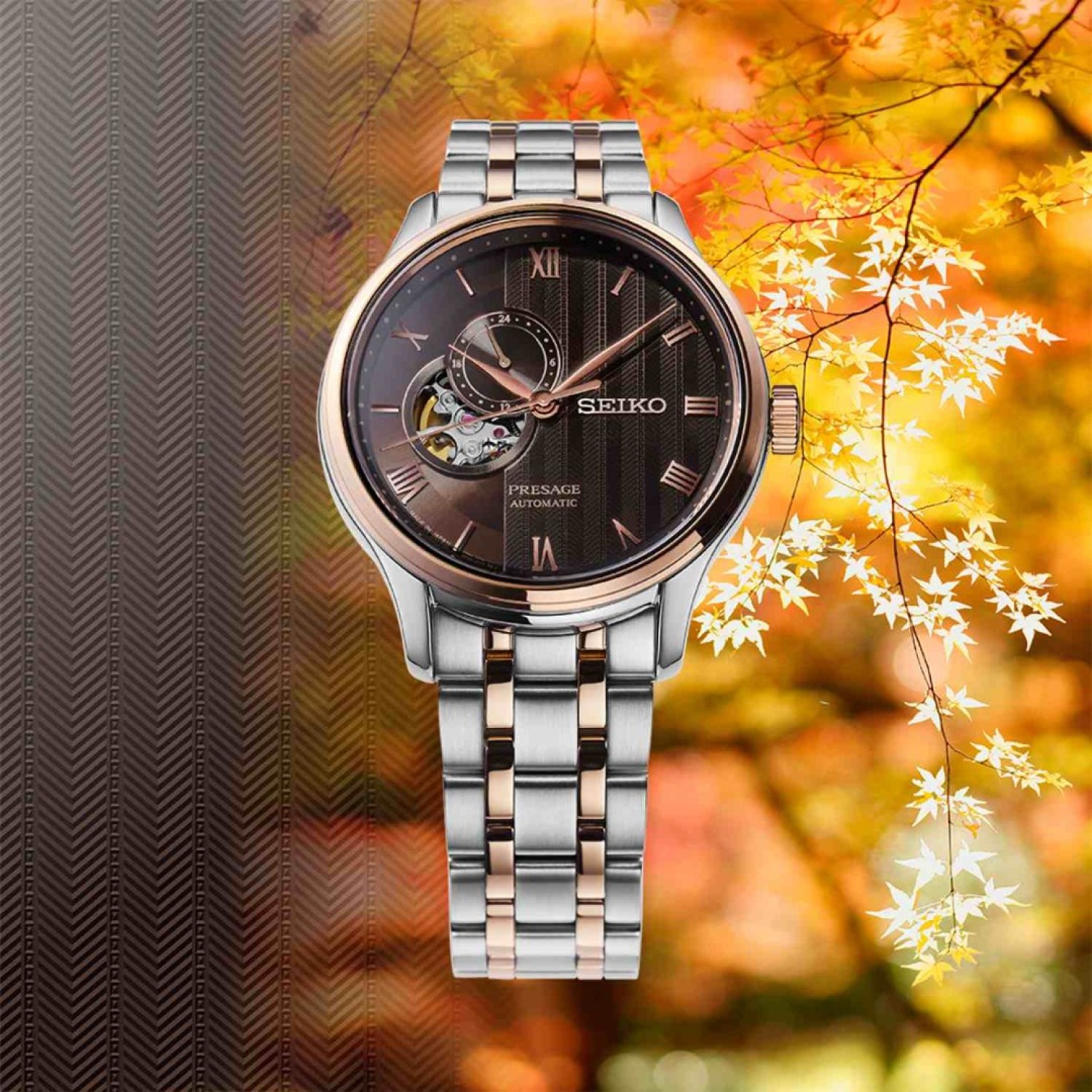 SSA466J Seiko Presage – Autumn Bronze Dial | Inspired by Kyoto’s Zen Gardens – Available at Christies Watches NZ SSA466J Seiko Presage – Autumn Bronze Dial Inspired by Kyoto’s Japanese Gardens