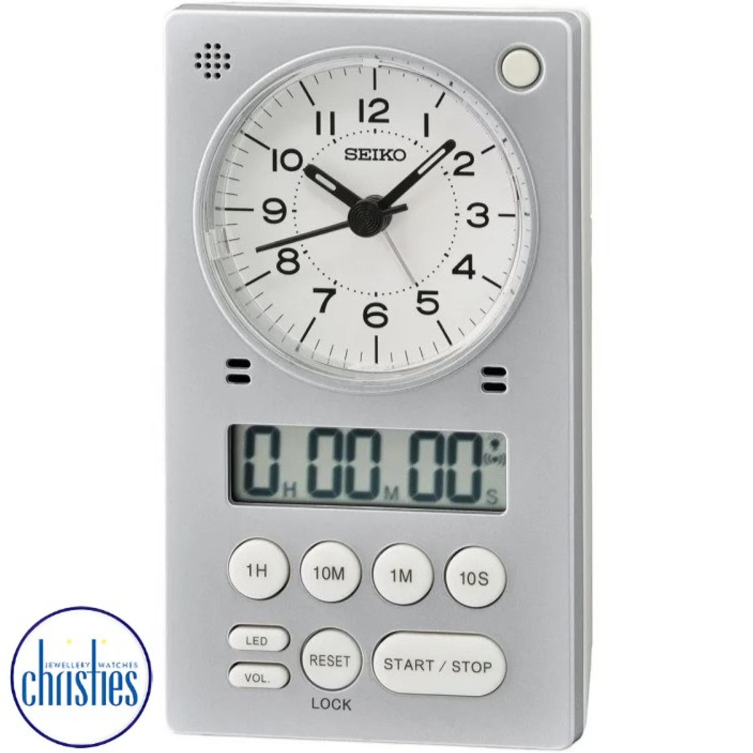 QHE190S Seiko Table Clock with Stopwatch and Timer QHE190S Seiko Watches NZ | Seiko's commitment to craftsmanship ensures that each watch is made with precision and attention to detail.
