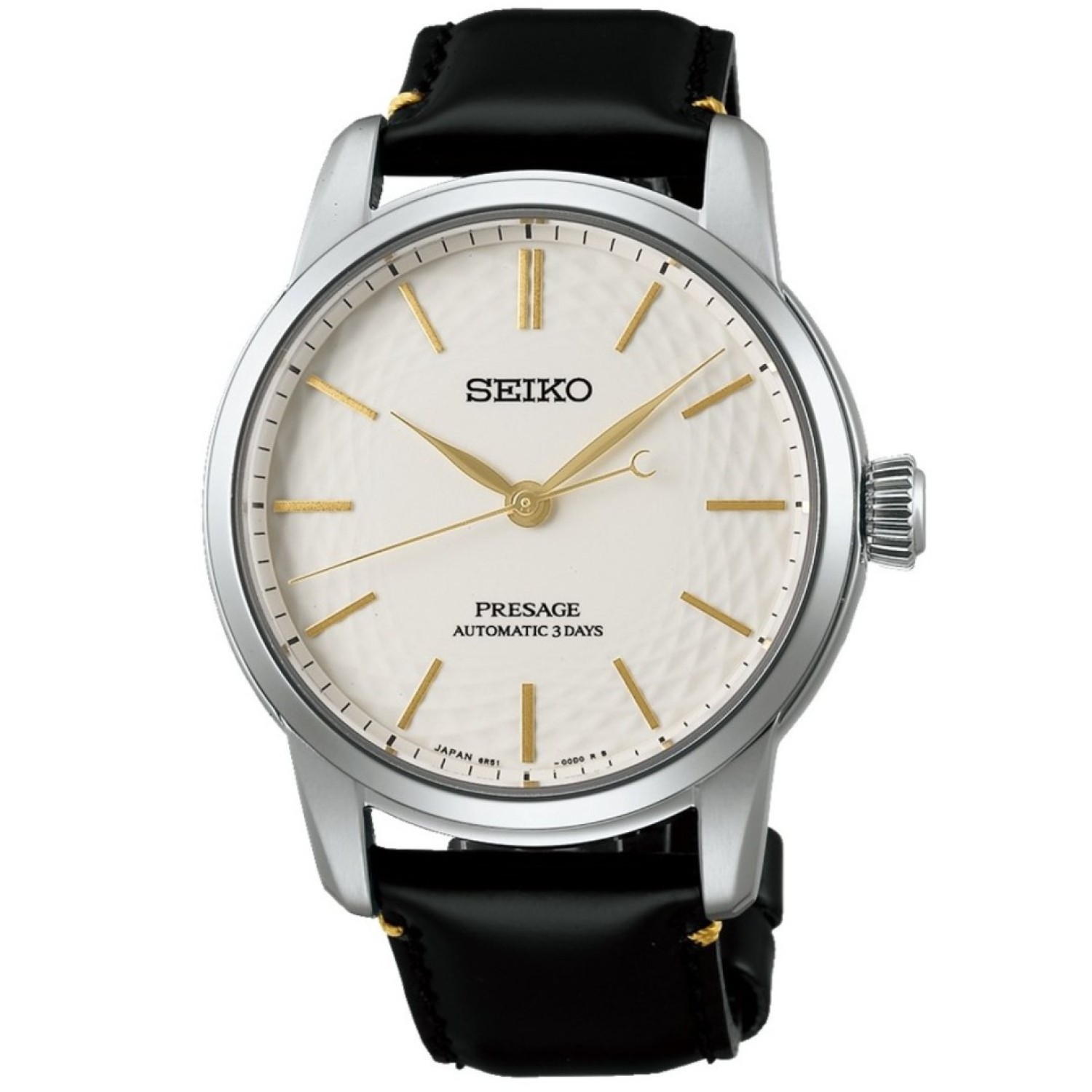 SPB497J Seiko Presage Arita Porcelain Dial Limited Edition Watch – Ivory Dial, Gold Accents, Leather Strap SPB497J Seiko Presage Arita Porcelain Dial Limited Edition Watch – ivory Arita dial with gold-tone hands, black leather strap, and stainless-steel case