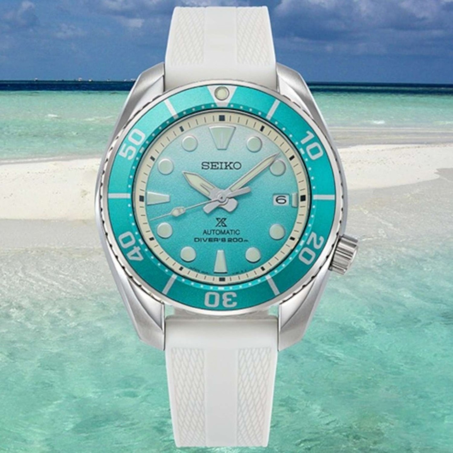 Seiko SPB539J Sandbank Mirage – Limited Edition Diver’s Watch | 200m Automatic | Christies NZ Seiko SPB539J Sandbank Mirage Diver’s Watch – Maldives-Inspired Aqua Gradient Dial, 200m Water Resistant