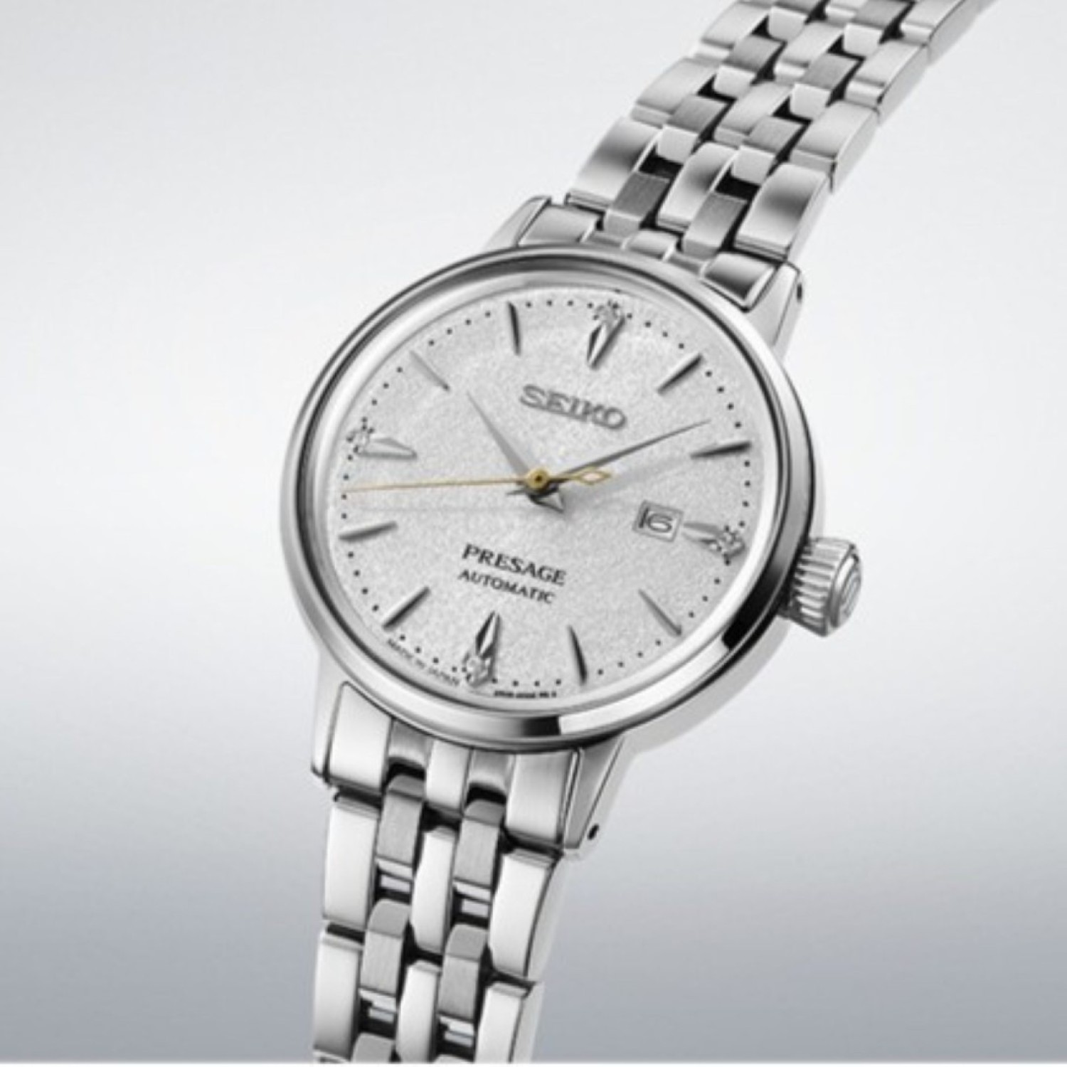 SRE017J Seiko Presage Ladies Automatic Watch – White Dial, Diamond Accents, NZ Stockist