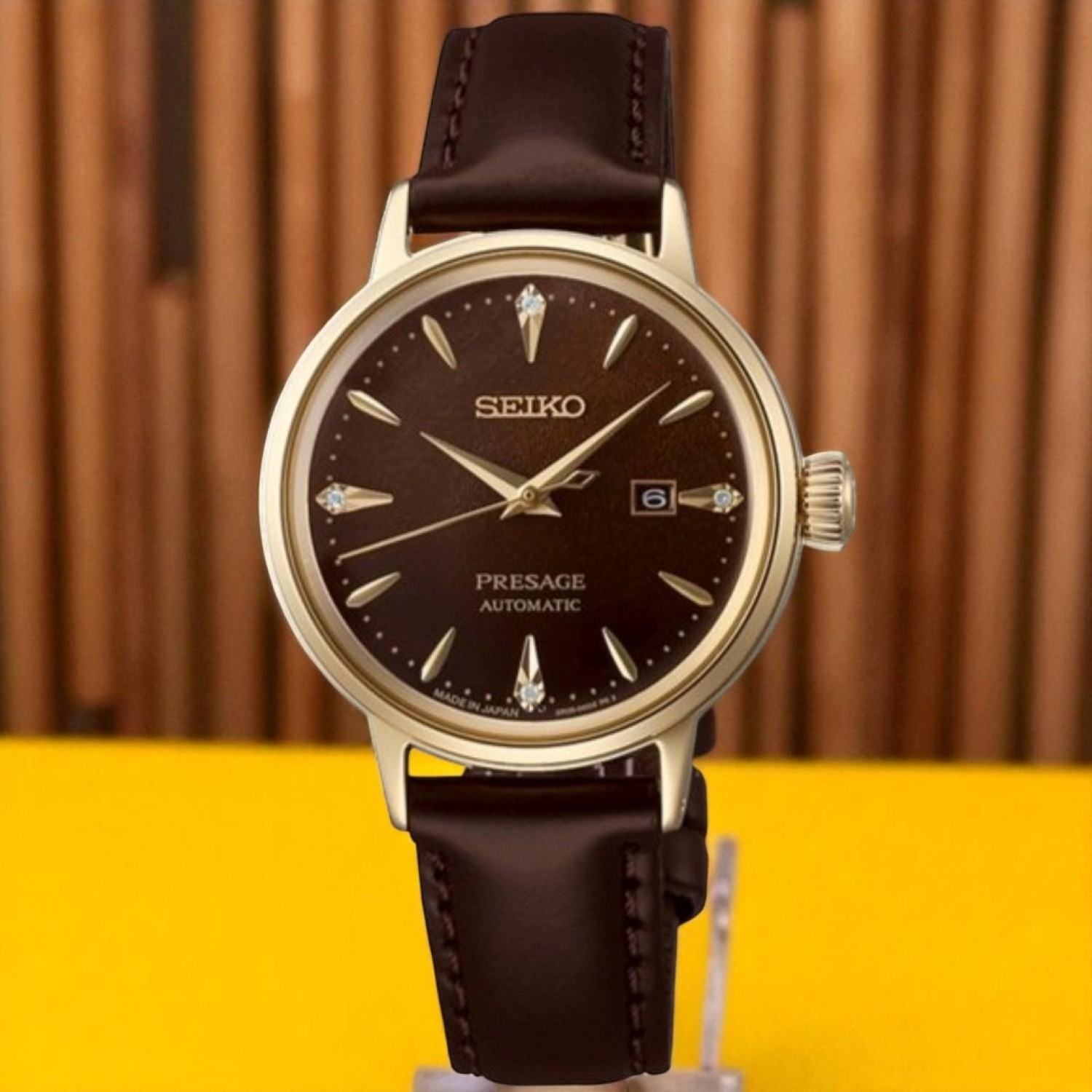 SRE020J Seiko Presage Ladies Watch – Rose Gold-Tone Automatic | Crafted for Elegance by Seiko Watches NZ Seiko Presage SRE020J Ladies Watch – Rose Gold-Tone Automatic with Brown Leather Strap