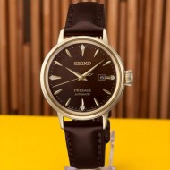 SRE020J Seiko Presage – Ladies Rose Gold-Tone Automatic with Brown Leather Strap