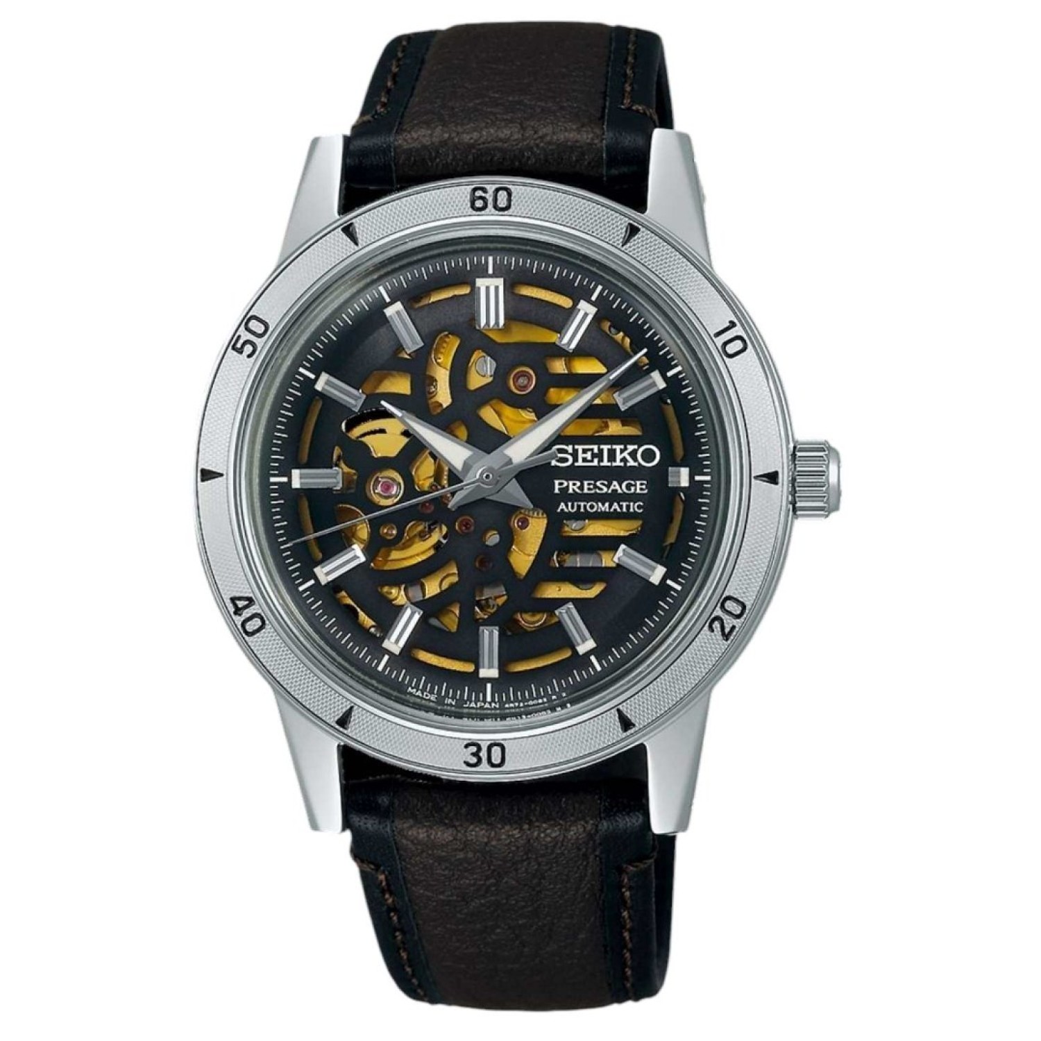SSA461J Seiko Presage Style60's Watch - Dark Brown Leather Strap with Multi-Colored Dial SSA461J Seiko Presage Style60's Watch by Seiko Watches NZ | Dark brown leather strap with multi coloured dial