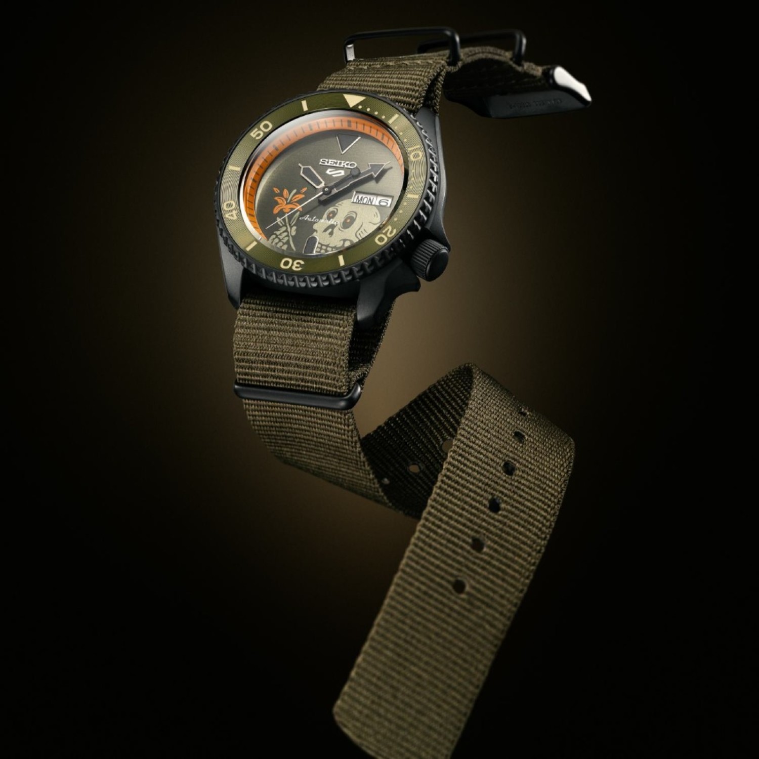 SRPL27K Seiko 5 Sports Kentaro Yoshida Limited Edition by Seiko Watches NZ | With Olive Nylon Strap and Black Dial SRPL27K Seiko 5 Sports Kentaro Yoshida Limited Edition by Seiko Watches NZ | With Olive Nylon Strap and Black Dial