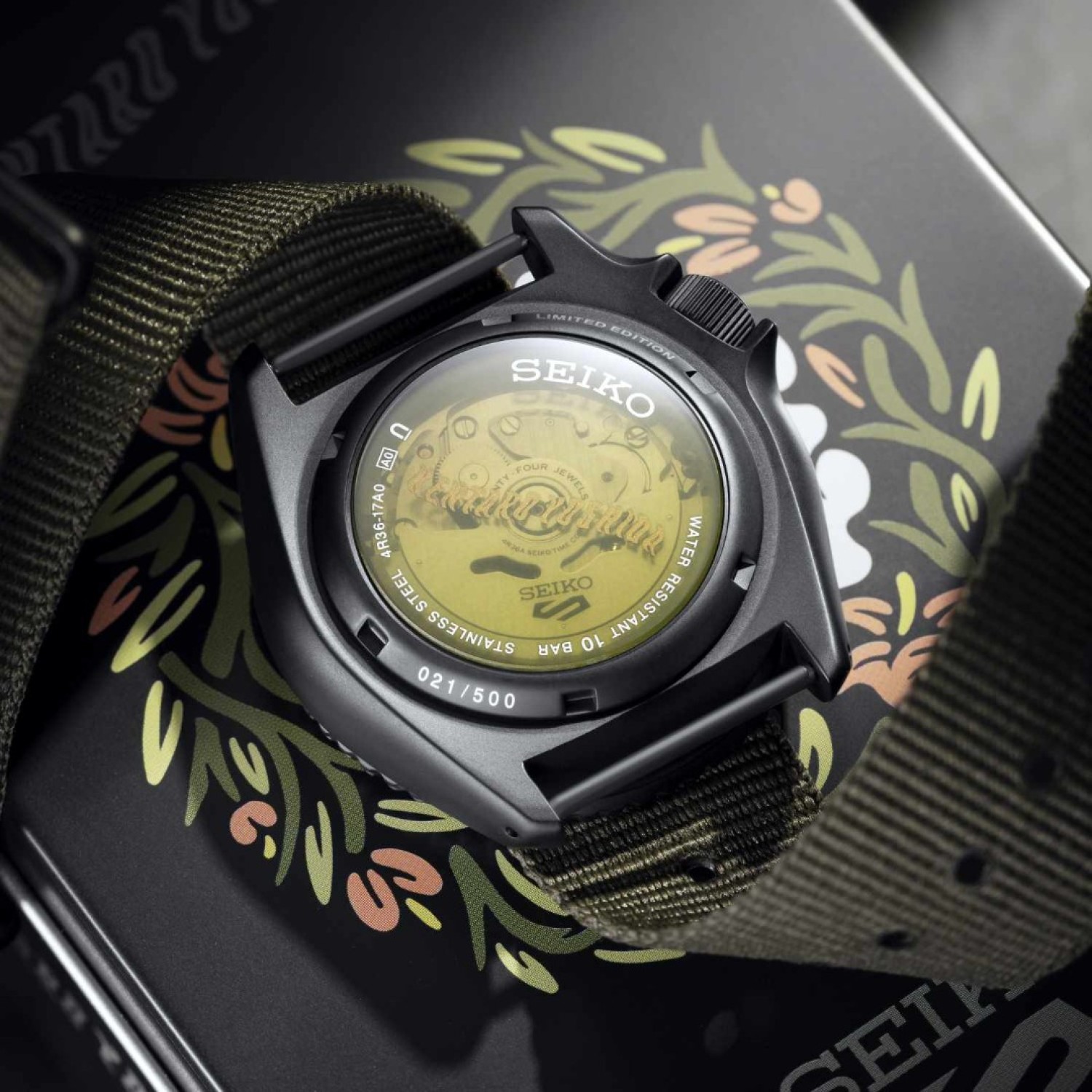SRPL27K Seiko 5 Sports Kentaro Yoshida Limited Edition by Seiko Watches NZ | With Olive Nylon Strap and Black Dial SRPL27K Seiko 5 Sports Kentaro Yoshida Limited Edition by Seiko Watches NZ | With Olive Nylon Strap and Black Dial