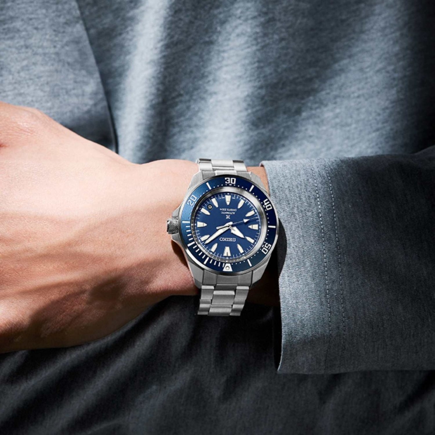 SRPL51K1 SEIKO Prospex Blue Dial Divers Watch – Automatic 200m Men’s Dive Watch | Seiko Watches NZ SRPL51K1 SEIKO Prospex Blue Dial Divers Watch – stainless steel case and bracelet, automatic movement, ocean-blue dial with white hour markers, rotating bezel, date display, 200m water resistant men’s dive watch.